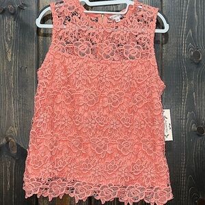 Nanette Lepore Top M Lace‎ Rosetta Pink NWT Floral Lined Office Boho Sheer